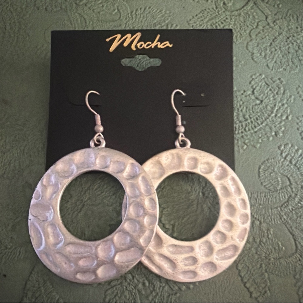 Silver Textured Hoop Earrings